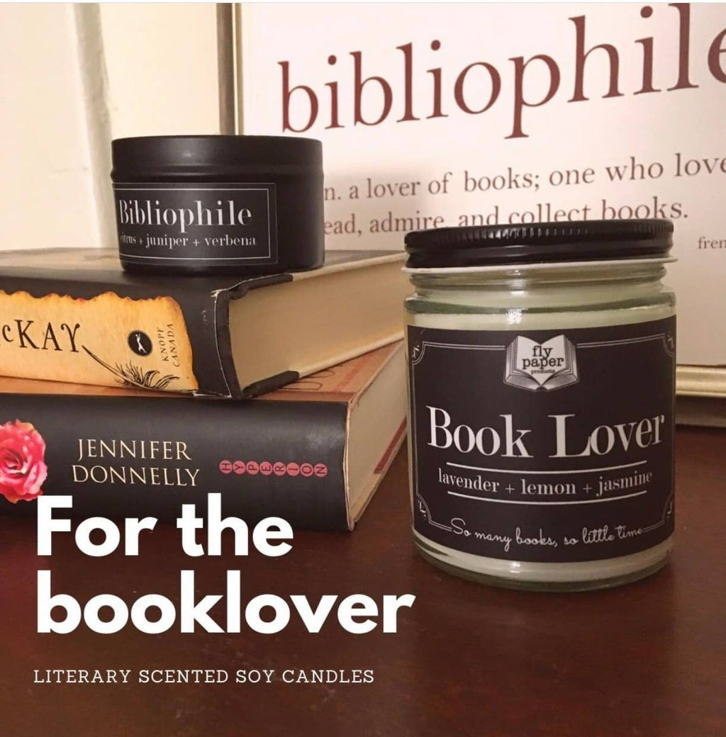 Fly Paper Products - Book Lover 9oz Glass Candle Lavender + Lemon + Jasmine