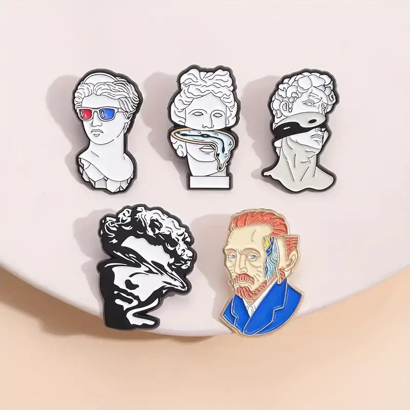 Magnifique Hearts - Artistic Enamel 5 Pins Set -Classic Busts & Artistic Tribute