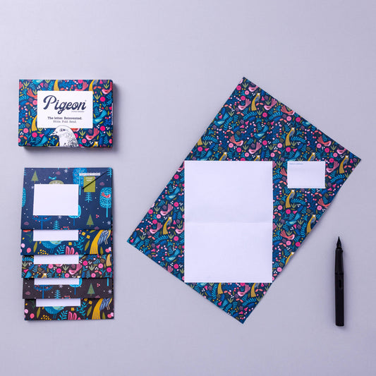 pigeonposted - Magical Menagerie Pigeon, Folding Letter Set, Pack of 6