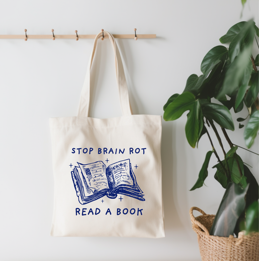 EnchantingSunshine - Stop Brain Rot Read A Book Canvas Tote Bag
