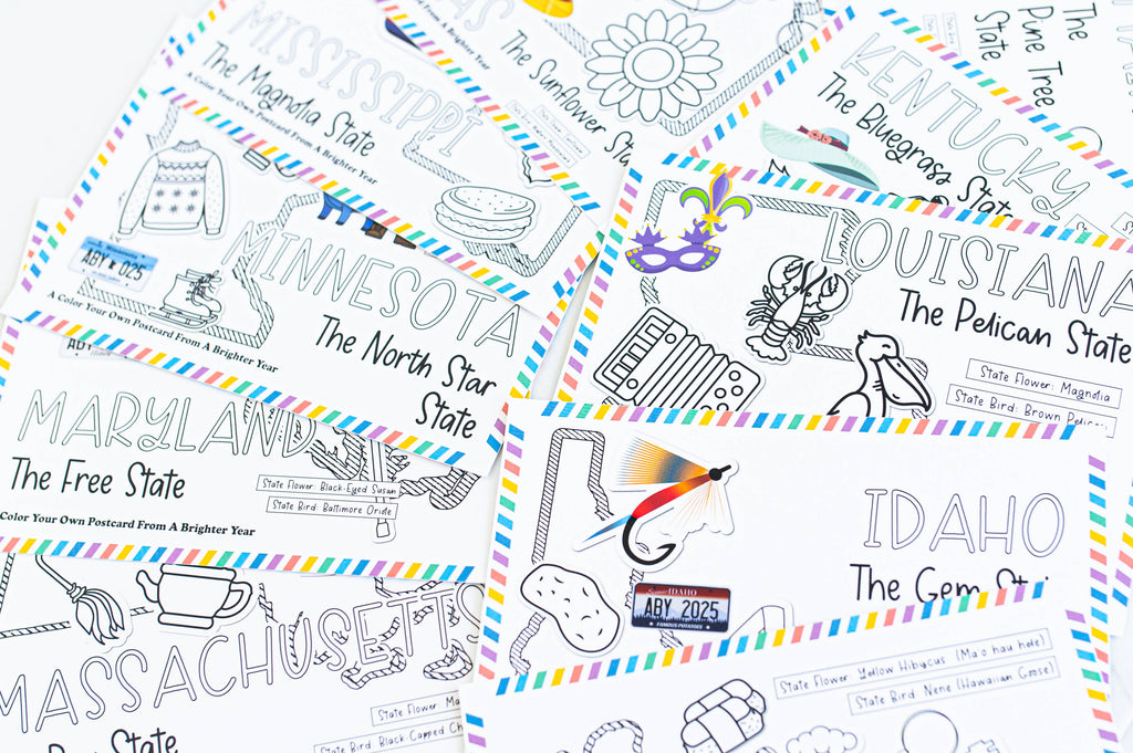 A Brighter Year - Color Your Own Indiana State Postcard
