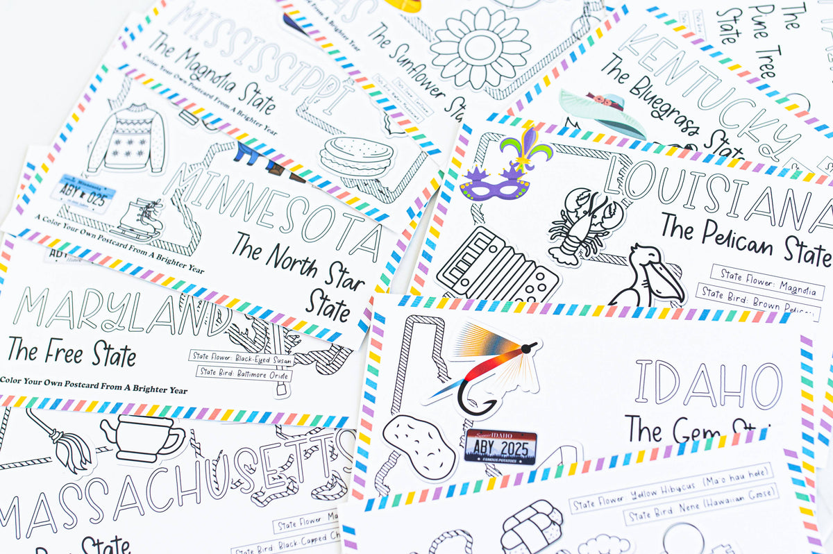 A Brighter Year - Color Your Own Indiana State Postcard