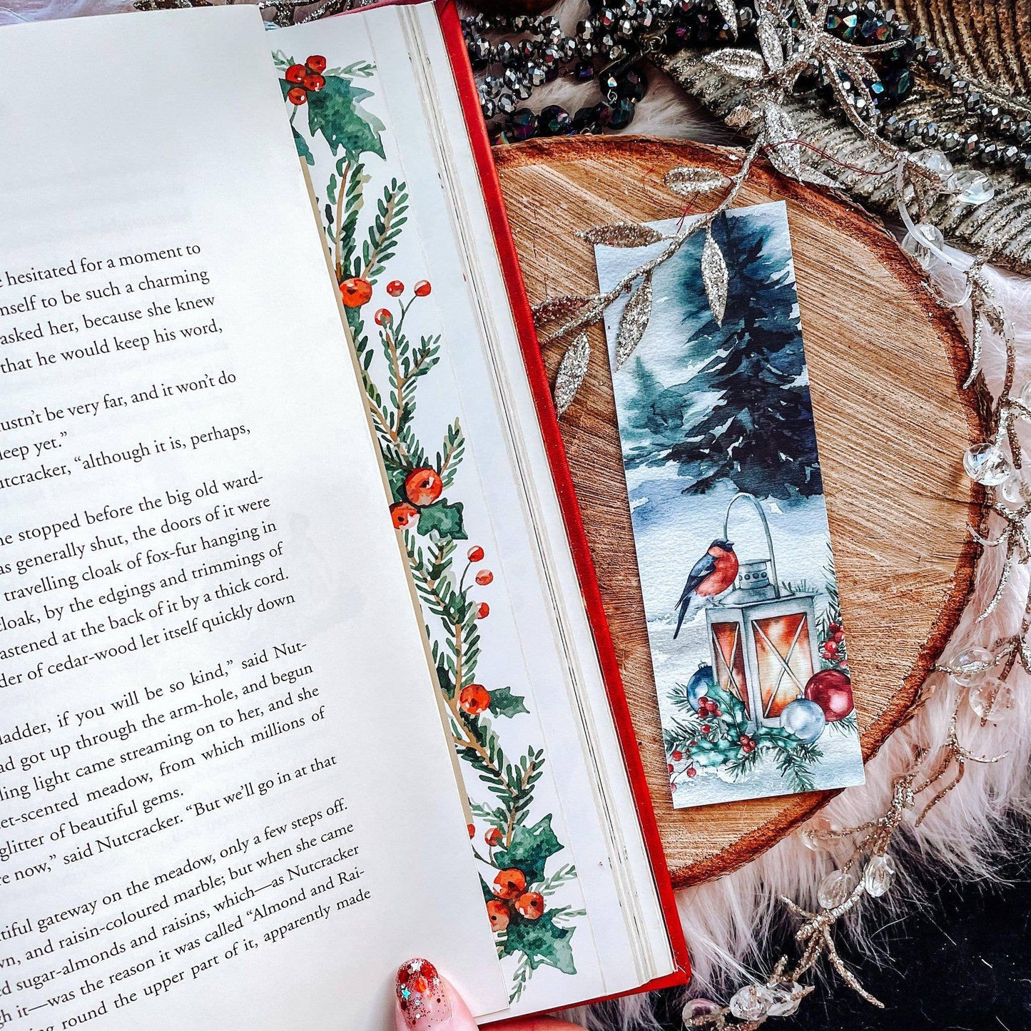 Mirkwood Scribes - Holiday Winter Lantern Cozy Watercolor Bookmark