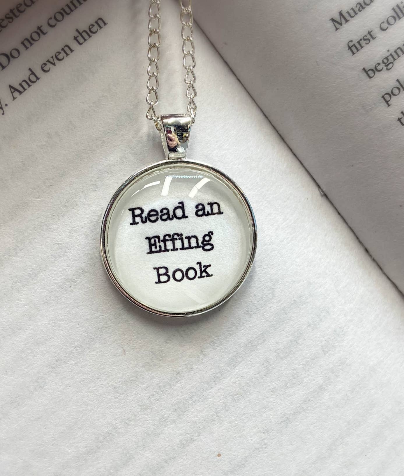 Bookish Endeavors - Typewriter Reading Necklaces-Silver Tone