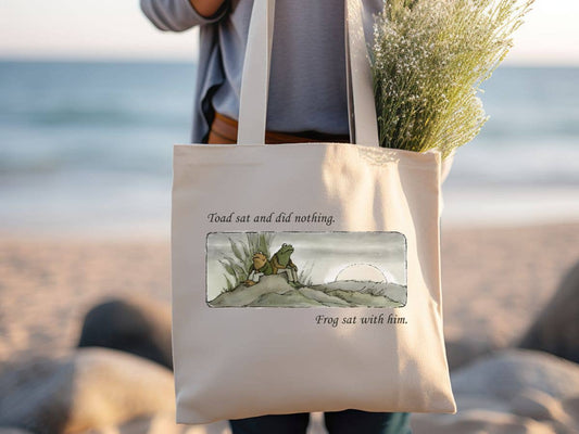 Sister Ray - Frog and Toad Cottagecore Canvas Tote Bag