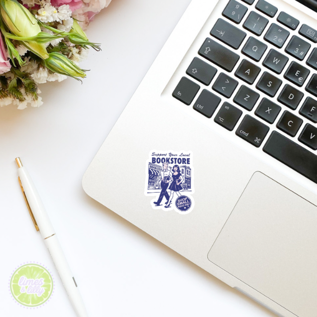 Limes & Lilly - Support Your Local Bookstore Retro Vinyl Sticker