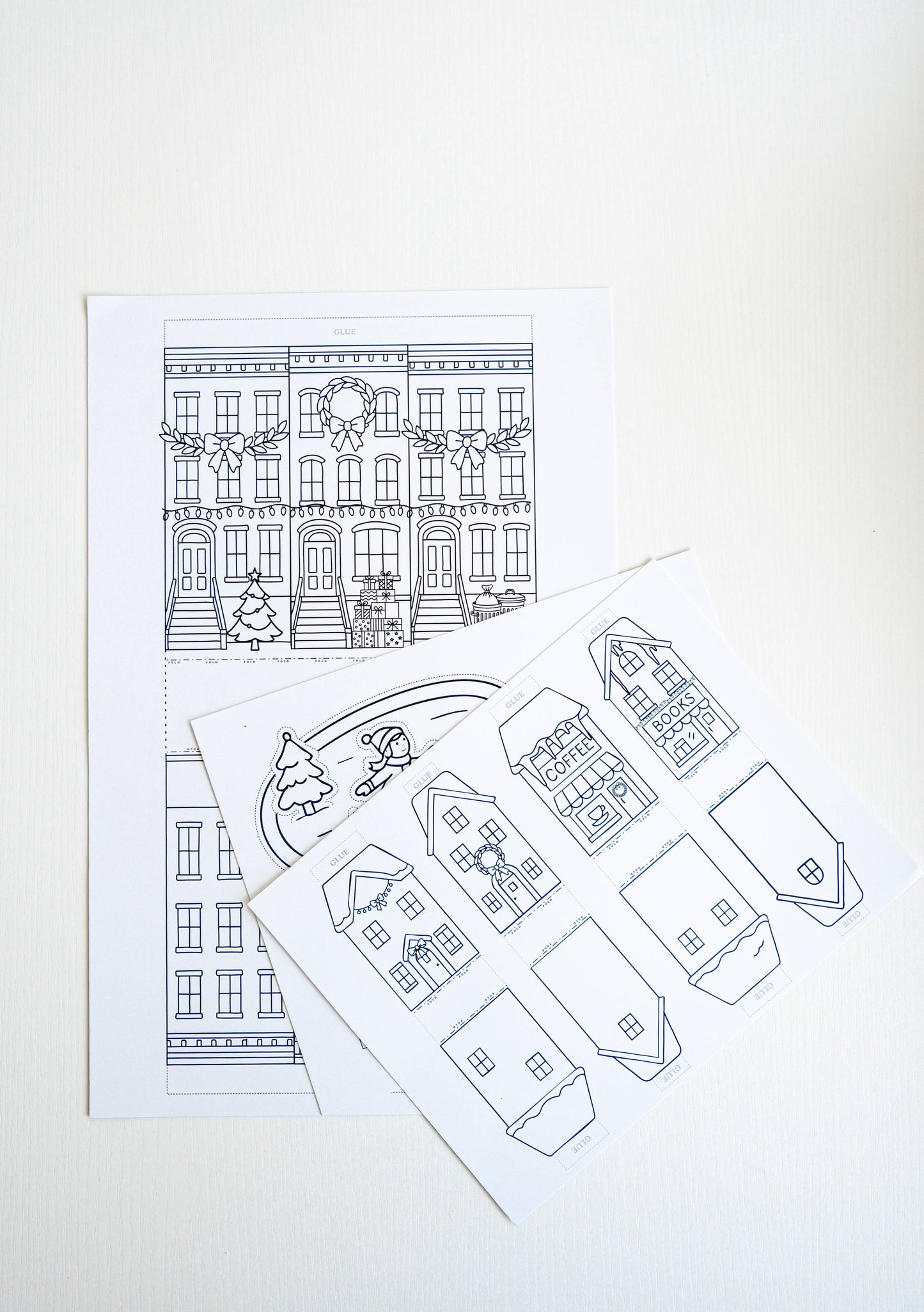 A Brighter Year - Color-Your-Own Winter Village - DIY Craft, Christmas Decor