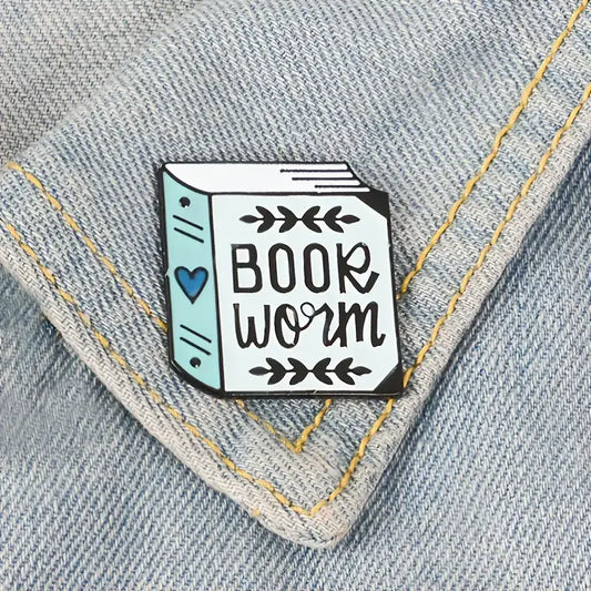 Magnifique Hearts - Bookworm Pin - Luddite Approved Alloy Pin, Cloth Bag Decor