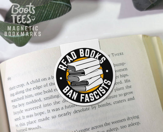 BootsTees - Read Books Ban Fascists Magnetic Bookmark, Reading Accessory