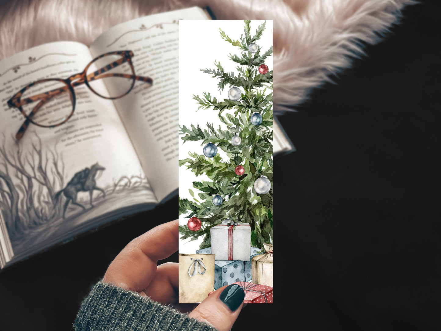 Mirkwood Scribes - Christmas Tree Watercolor Bookmark