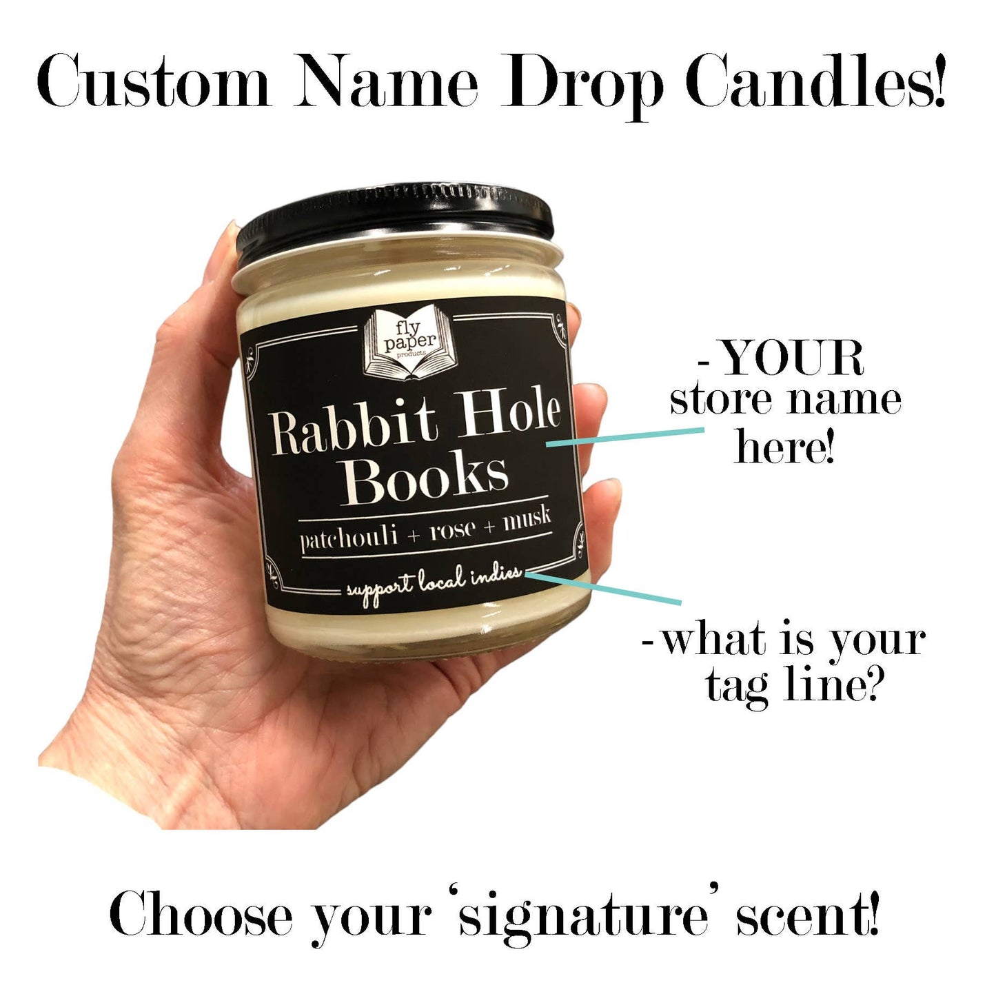 Fly Paper Products - Custom Name Drop or City State 9oz Soy Glass Candle