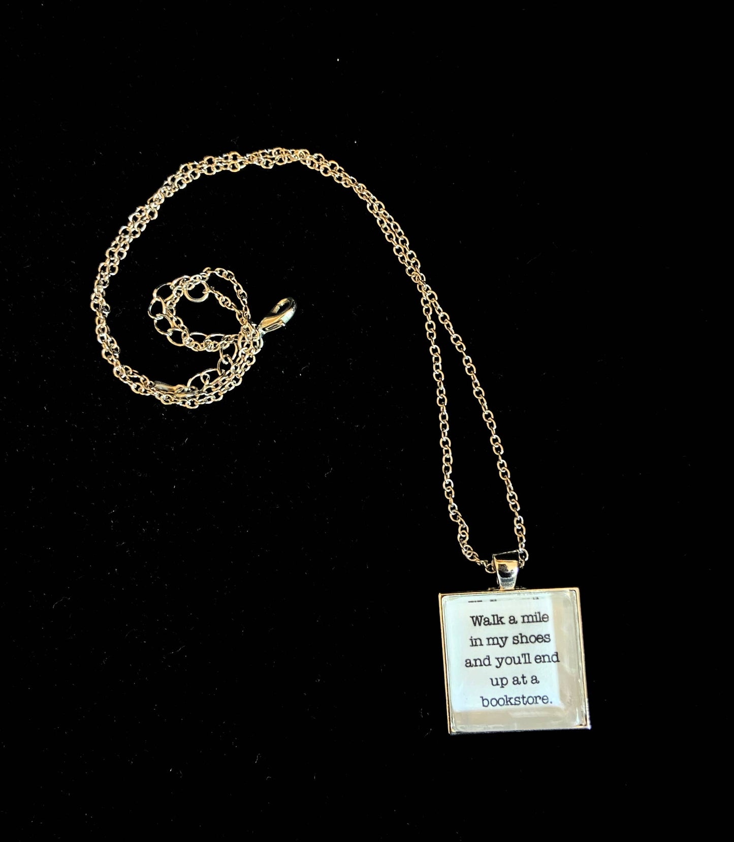 Bookish Endeavors - Typewriter Reading Necklaces-Silver Tone