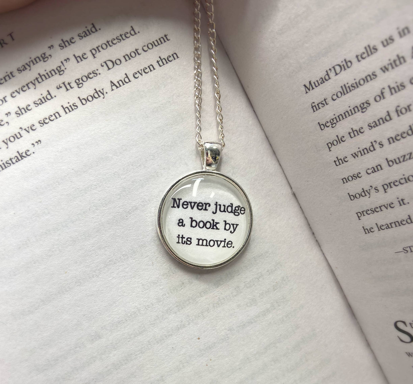 Bookish Endeavors - Typewriter Reading Necklaces-Silver Tone