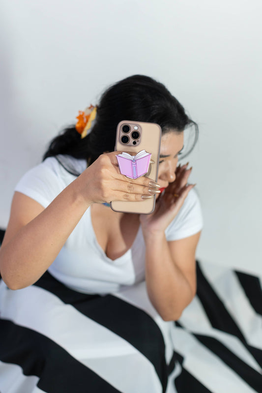 NatterDoodle - Call Me Bookish Phone Grip Reading Teacher Book Library Pink