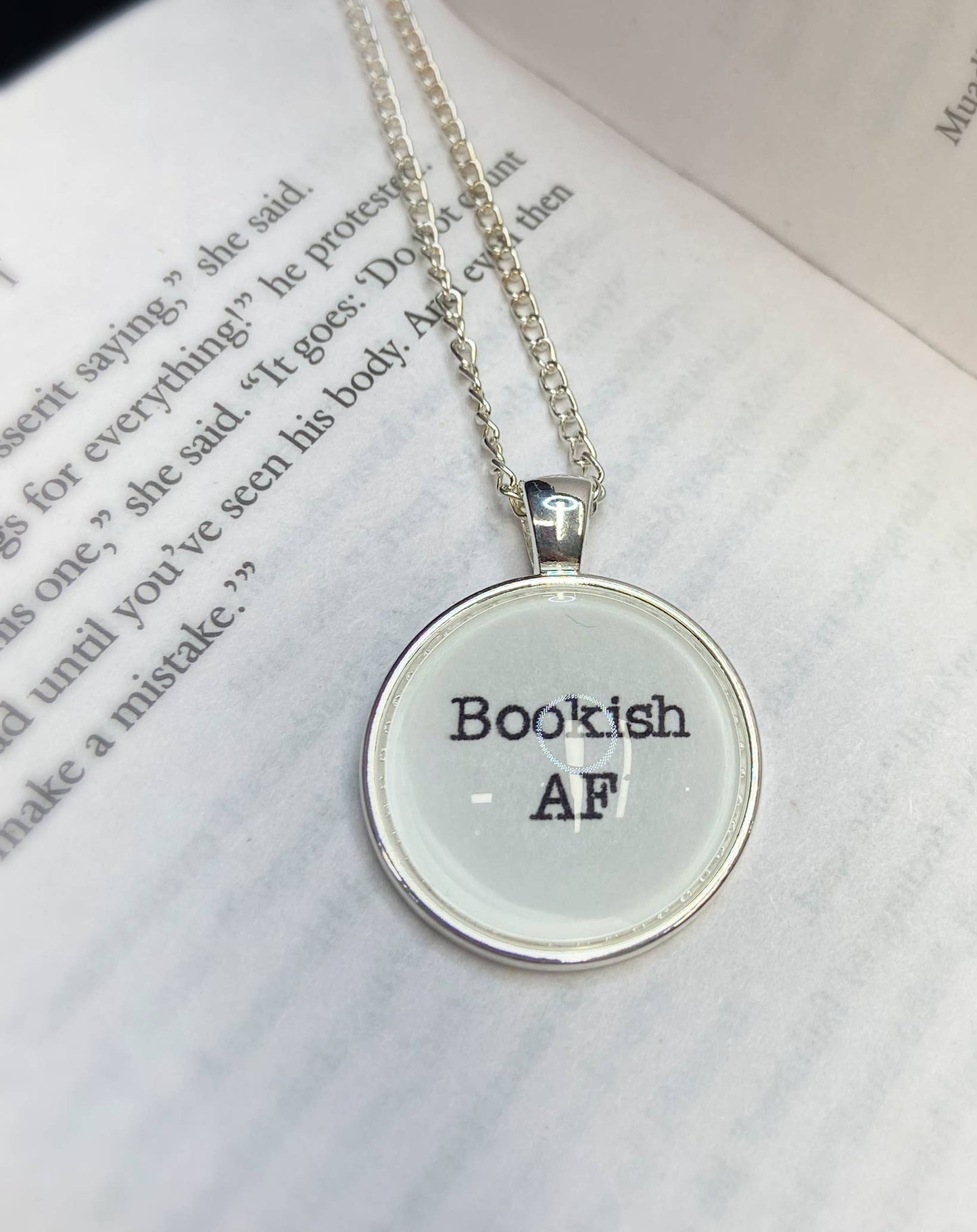 Bookish Endeavors - Typewriter Reading Necklaces-Silver Tone