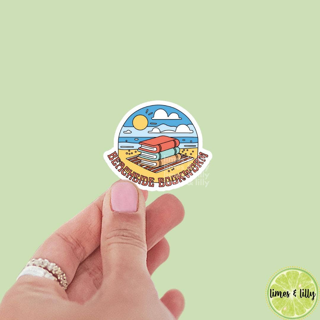 Limes & Lilly - Beachside Bookworm Cute Vinyl Sticker | Kindle Stickers |