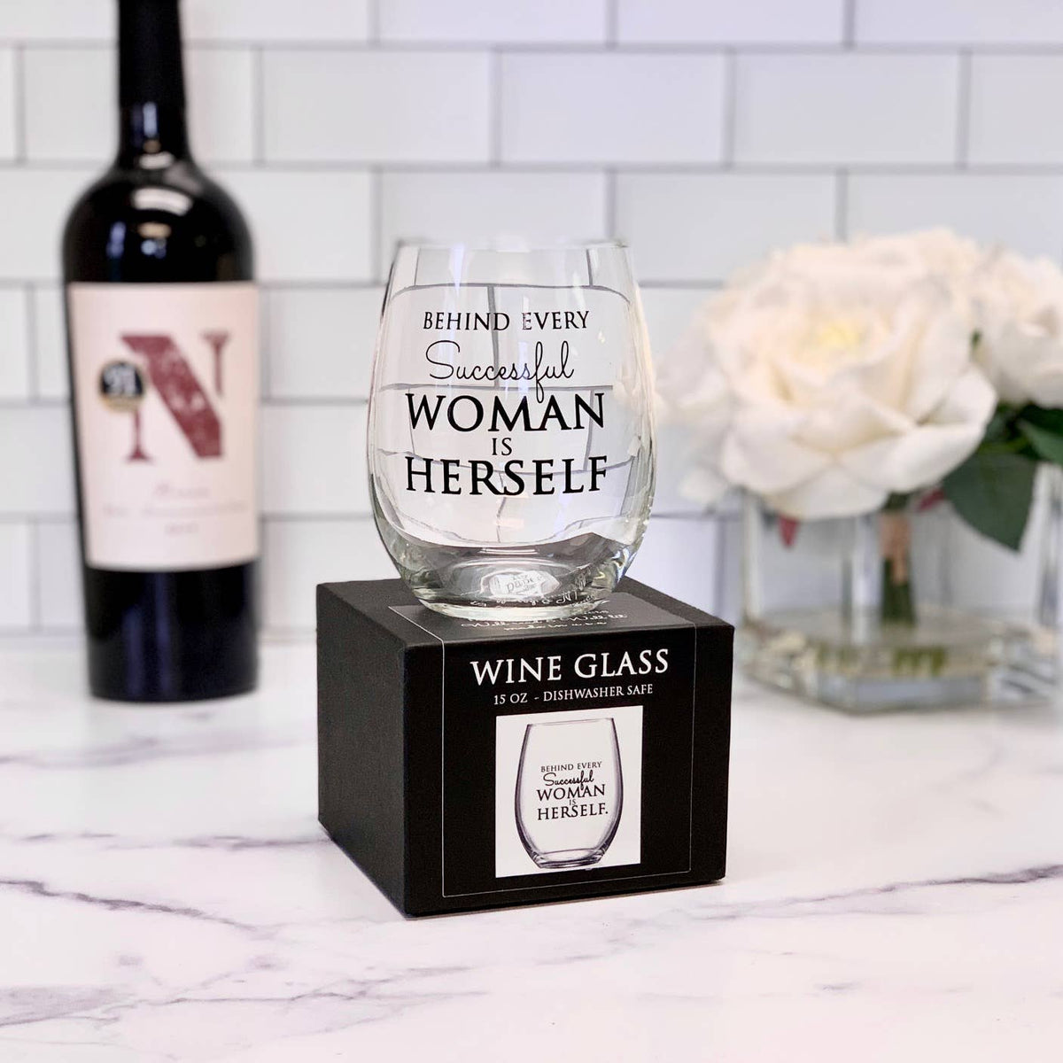 Successful Woman 15oz Stemless Wine Glass
