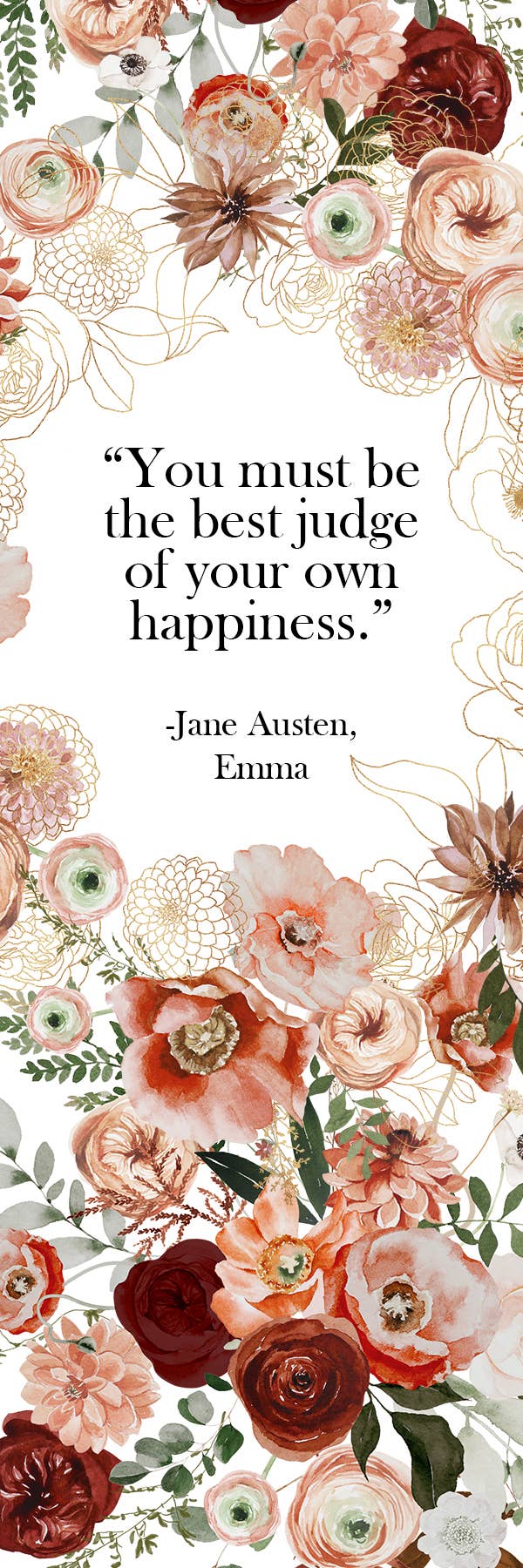 Mirkwood Scribes - Jane Austen Emma Quote Floral Bookmark