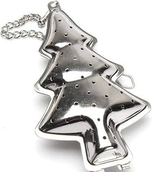 Magnifique Hearts - Christmas Tree Stainless Steel Tea Infuser, Silver, Holidays