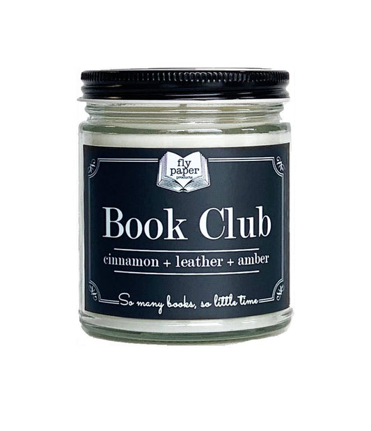 Book Club 9oz Glass Candle Cinnamon + Leather + Amber
