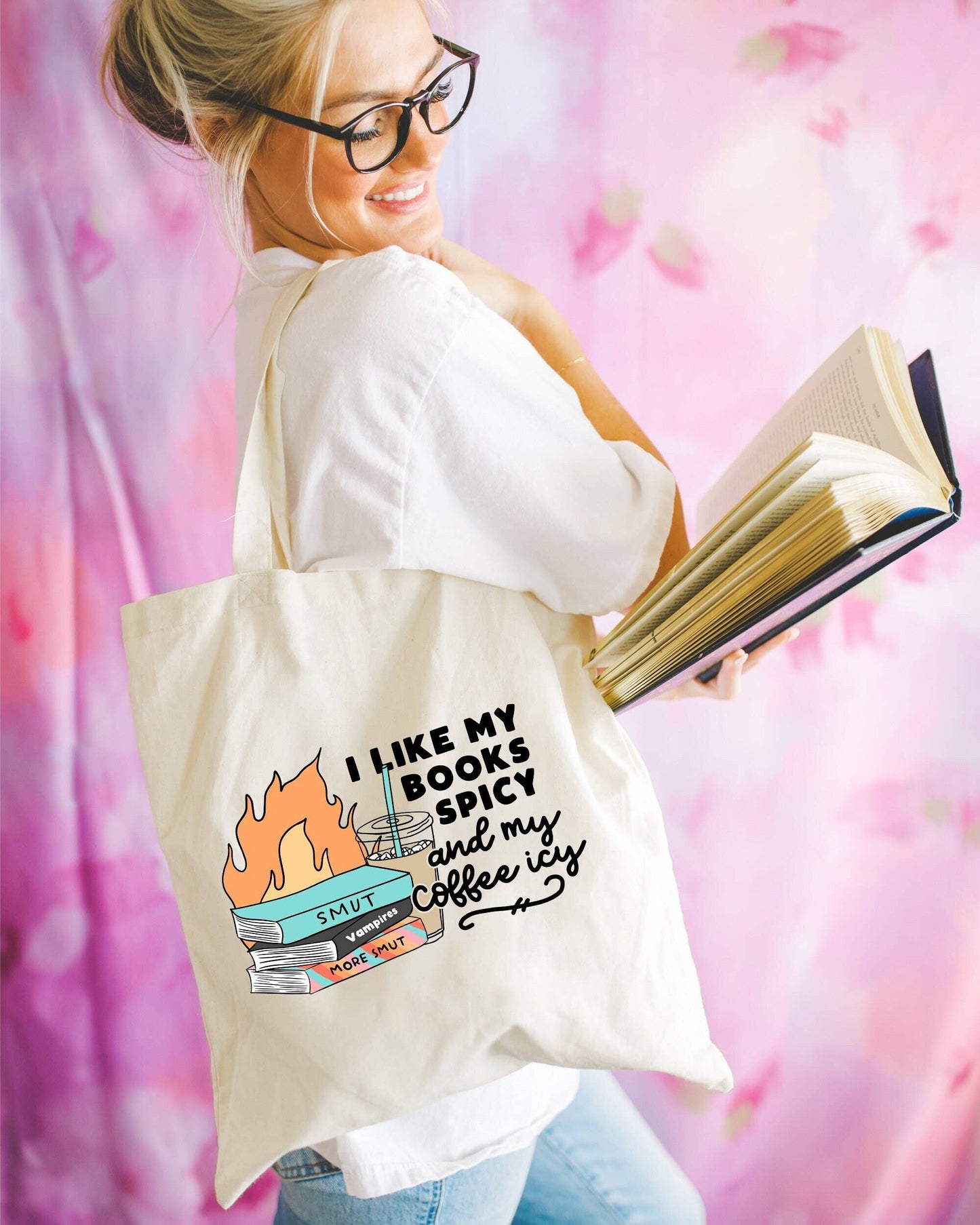 256 Craft Co - I Like My Books Spicy And My Coffee Icy Cotton Canvas T359