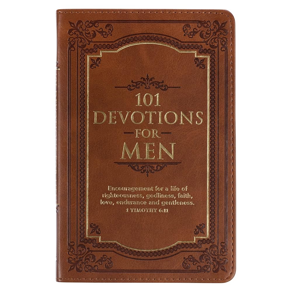 101 Devotions For Men, Brown Vegan Leather cover image