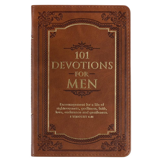 101 Devotions For Men, Brown Vegan Leather cover image