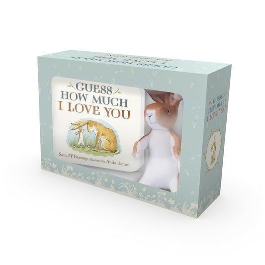Guess How Much I Love You: Deluxe Book and Toy Gift Set: (Adorable Baby Shower Gift Set - Classic Board Book About Loving Right Up to the Moon and Back with Plush, Stuffed Bunny Rabbit & Box) cover image