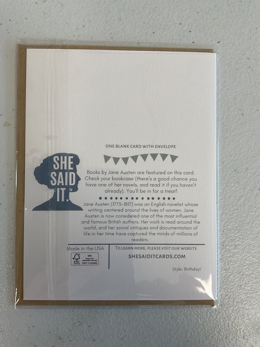 She Said It: birthday card
