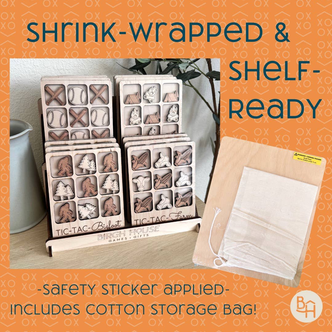 Birch House Games & Gifts - Bookworm Tic-Tac-Toe Game - Book Lover Gift / Bookstore