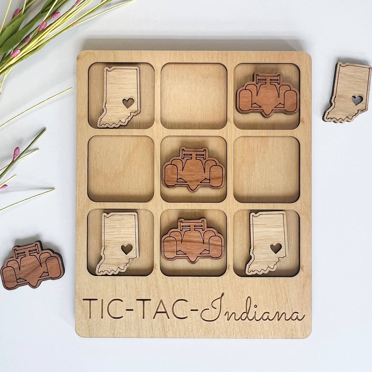 Birch House Games & Gifts - Indiana State Gift - Tic-Tac-Toe IN Game - Customizable