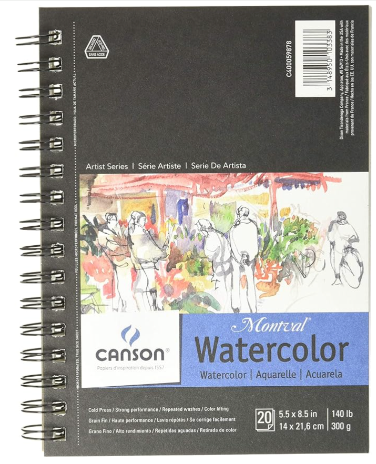 Canson Artist Series Watercolor Paper, Wire-bound Pad, 5.5x8.5 inches, 20 Sheets