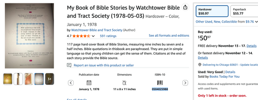 My Book of Bible Stories by Watchtower Bible and Tract Society