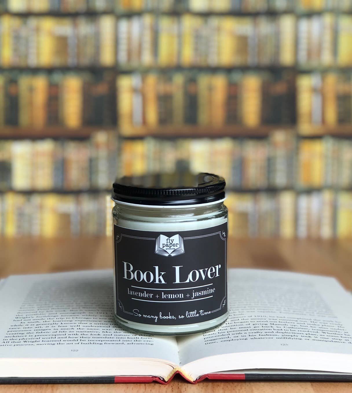 Fly Paper Products - Book Lover 9oz Glass Candle Lavender + Lemon + Jasmine
