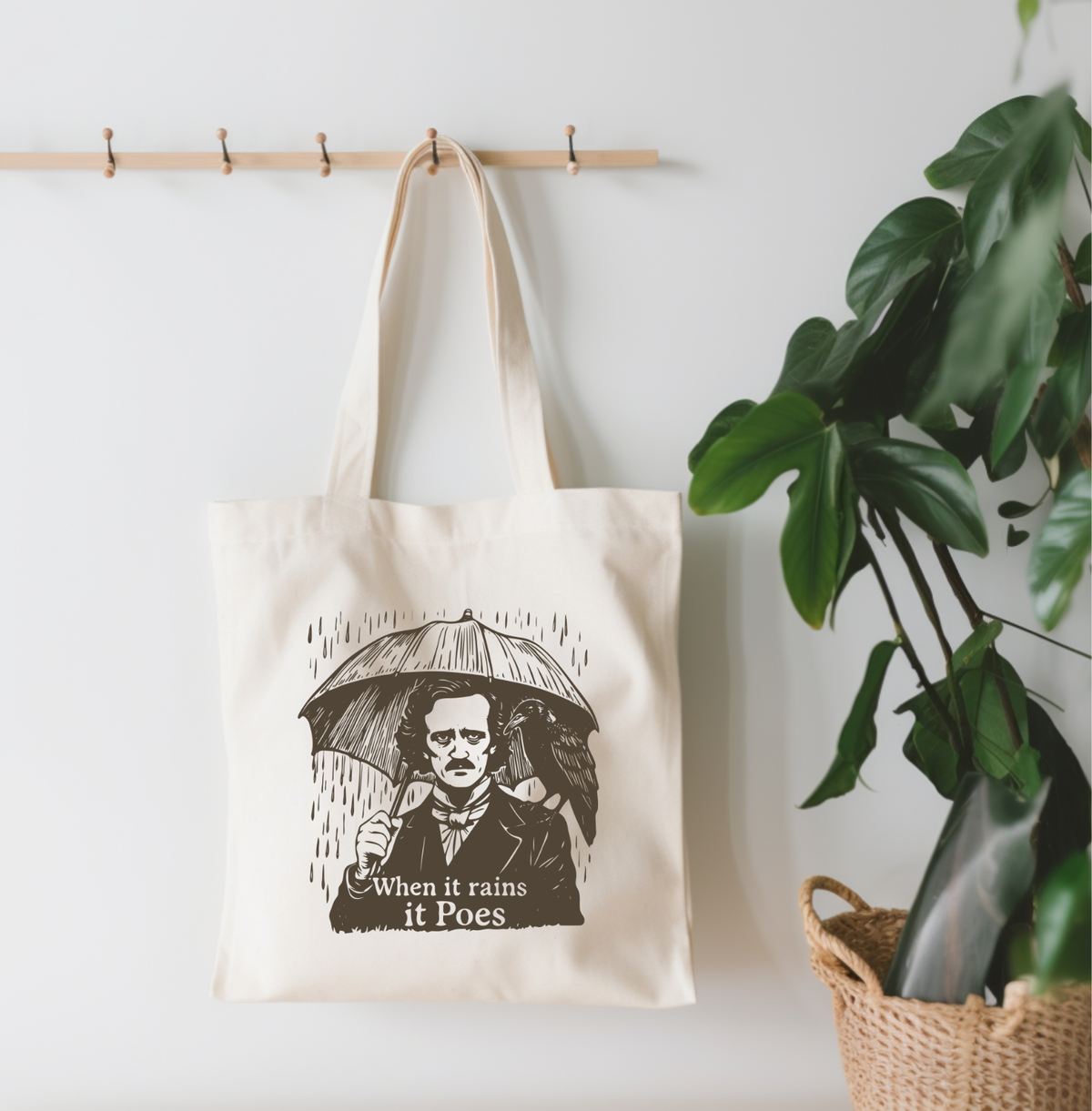 EnchantingSunshine - When It Rains It Poes Canvas Tote Bag