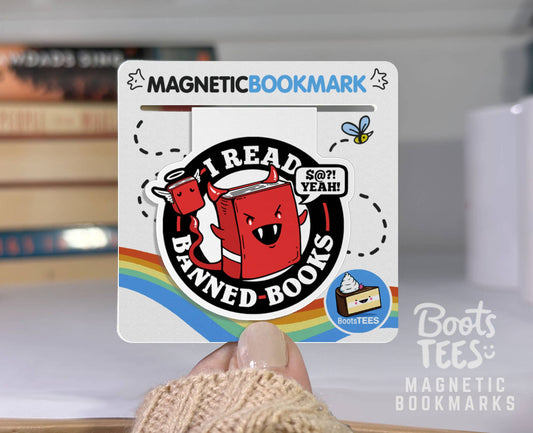 BootsTees - I Read Banned Books Magnetic Bookmark, Funny Book Accessory