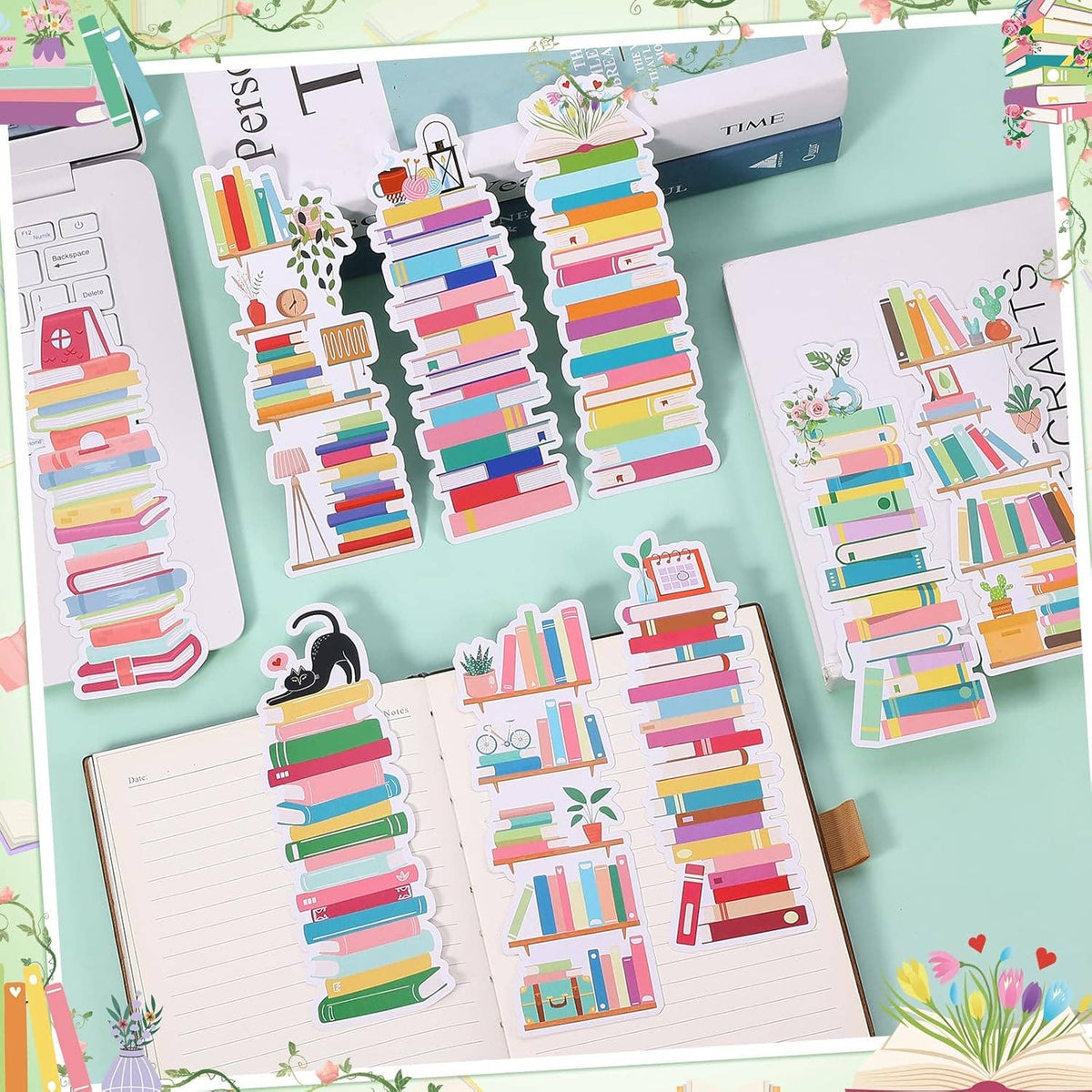 Magnifique Hearts - Whimsical Bookshelf Bookmarks – Customizable for Readers
