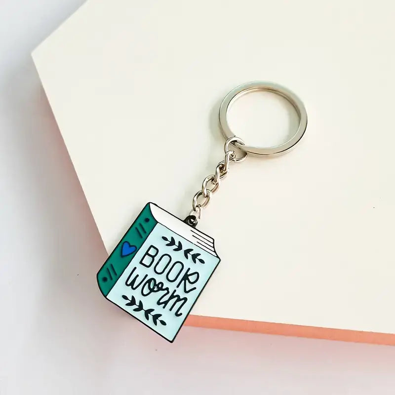 Magnifique Hearts - "Bookworm" Enamel Keychain – Perfect for Book Lovers