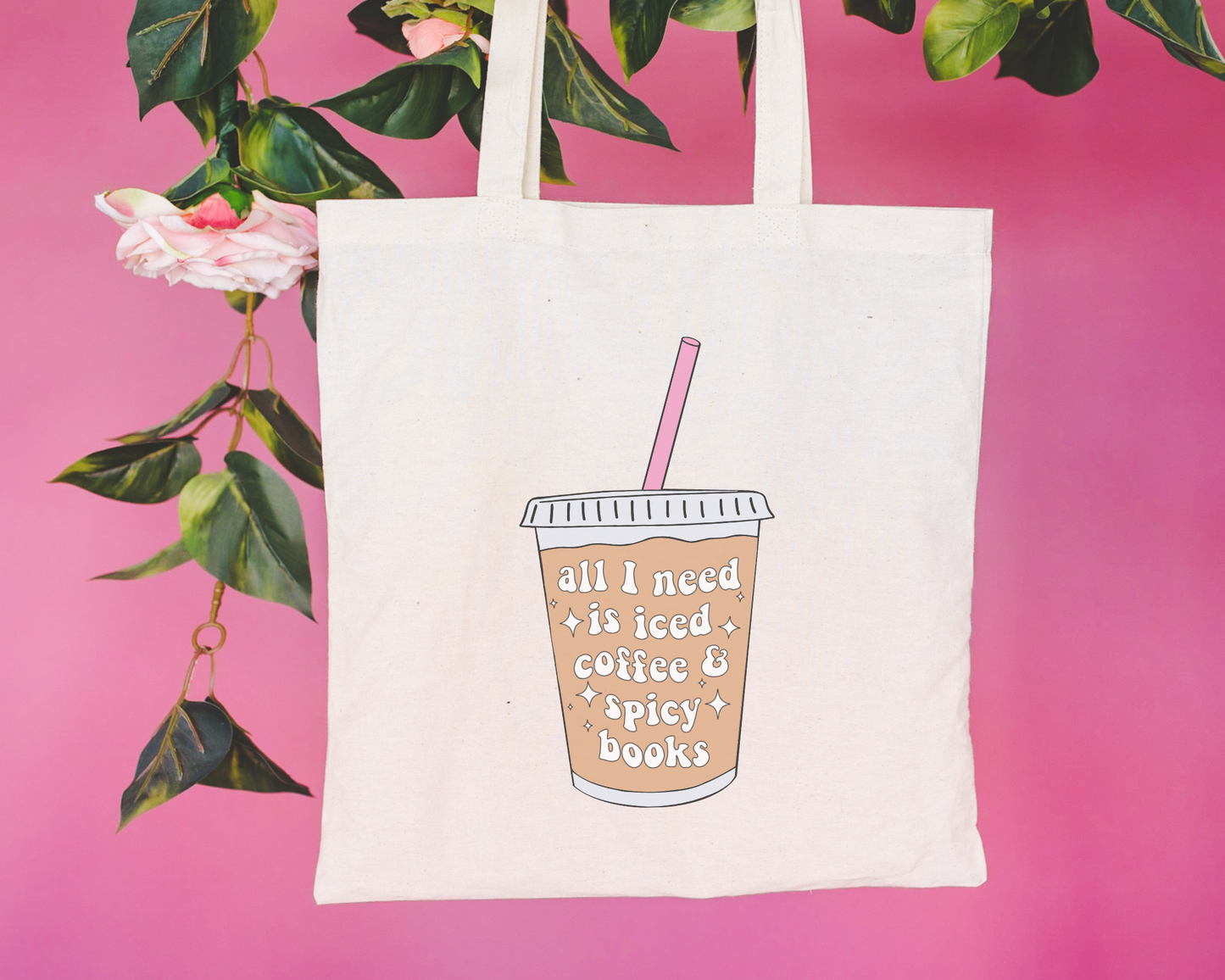 256 Craft Co - All I Need Is Iced Coffee And Spicy Books Polyester Tote Bag