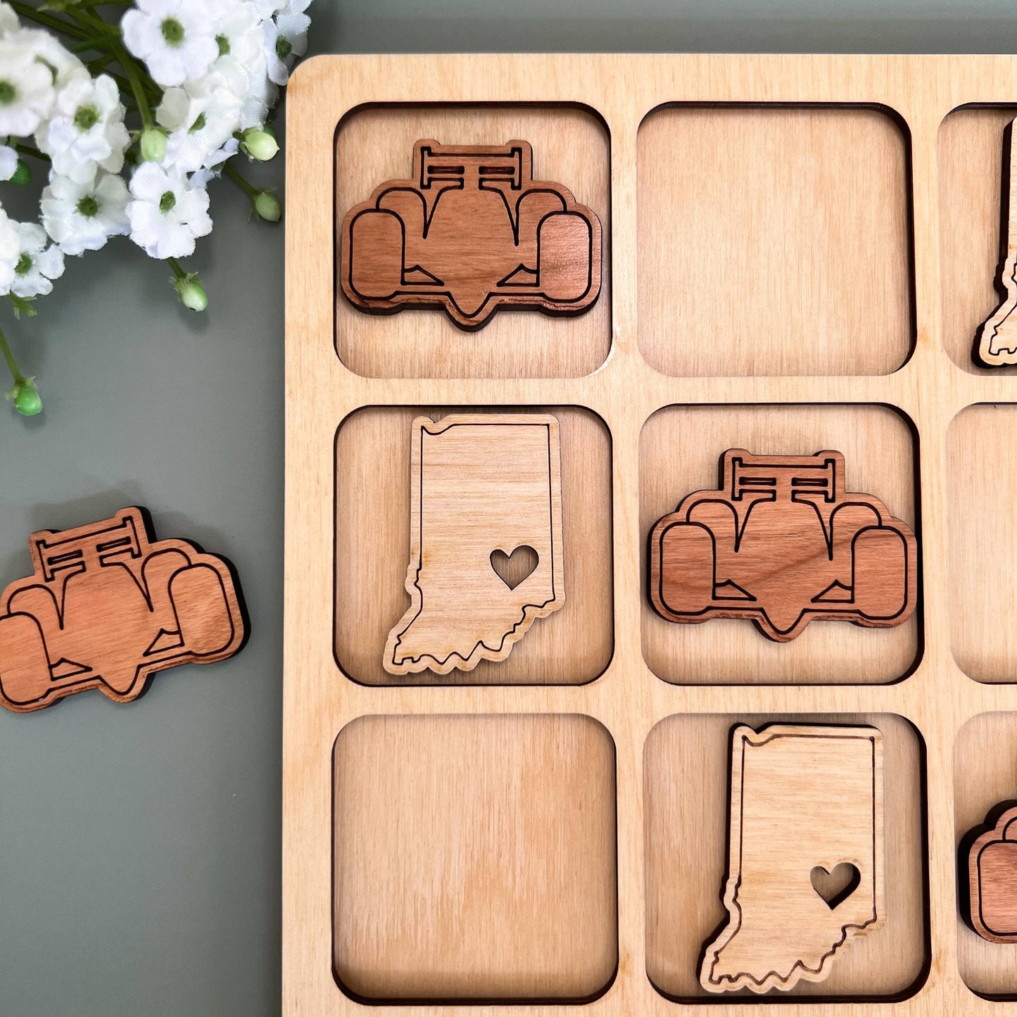 Birch House Games & Gifts - Indiana State Gift - Tic-Tac-Toe IN Game - Customizable