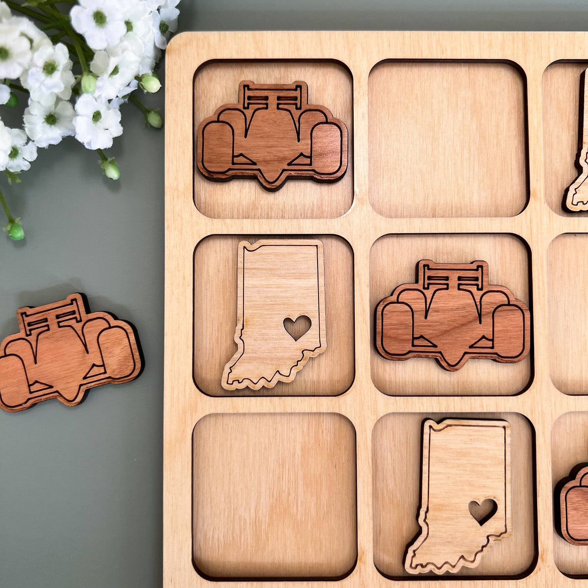 Birch House Games & Gifts - Indiana State Gift - Tic-Tac-Toe IN Game - Customizable