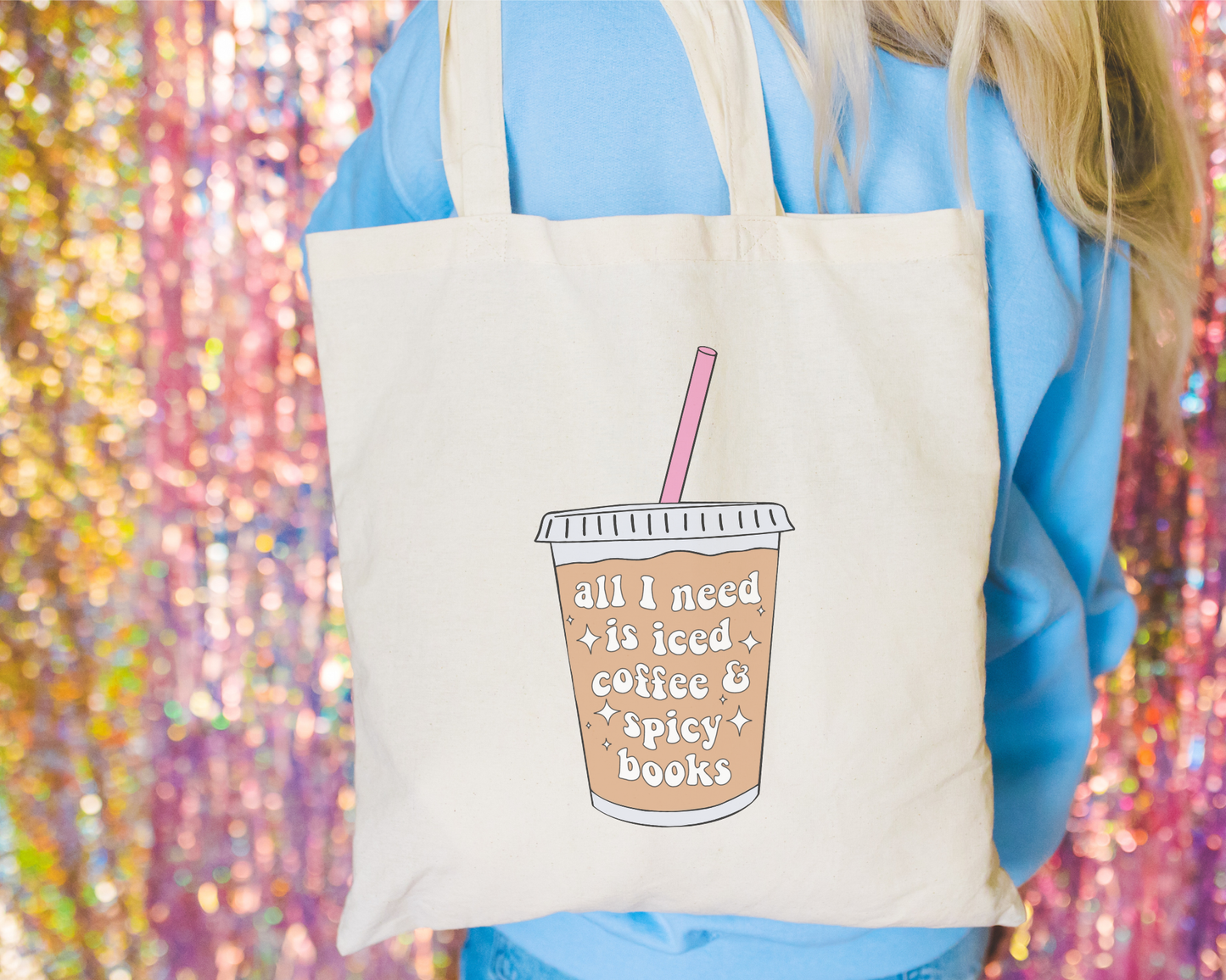 256 Craft Co - All I Need Is Iced Coffee And Spicy Books Polyester Tote Bag