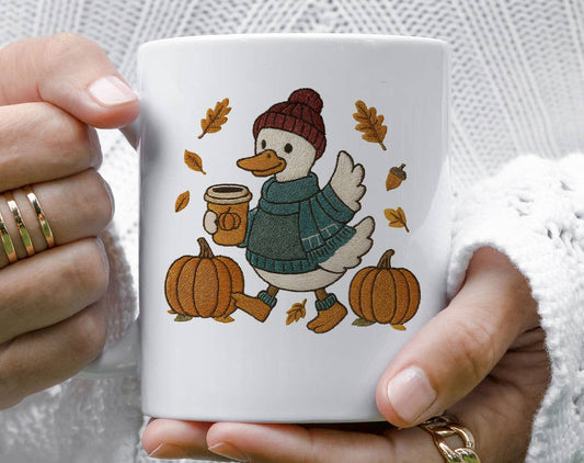 Sister Ray - Goose Coffee Pumpkin Fall Embroidered Looking Coffee Mug