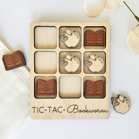 Birch House Games & Gifts - Bookworm Tic-Tac-Toe Game - Book Lover Gift / Bookstore