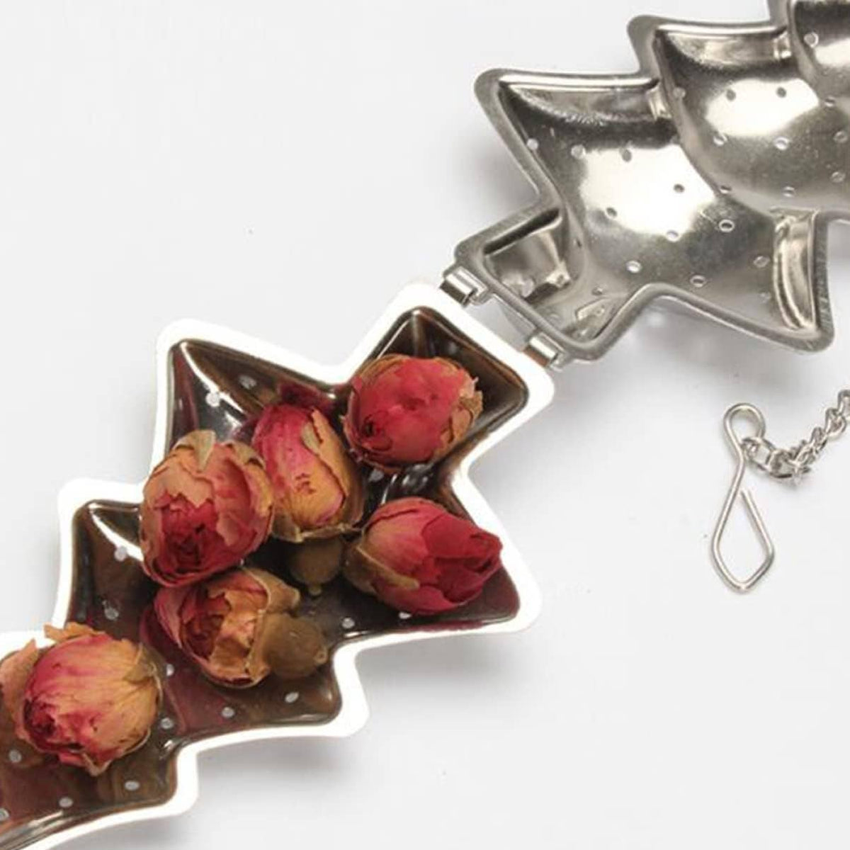 Magnifique Hearts - Christmas Tree Stainless Steel Tea Infuser, Silver, Holidays