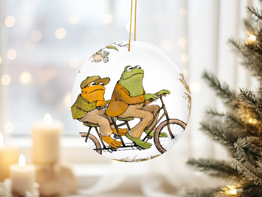 Sister Ray - Frog And Toad Cottagecore Book Reading Christmas Ornament