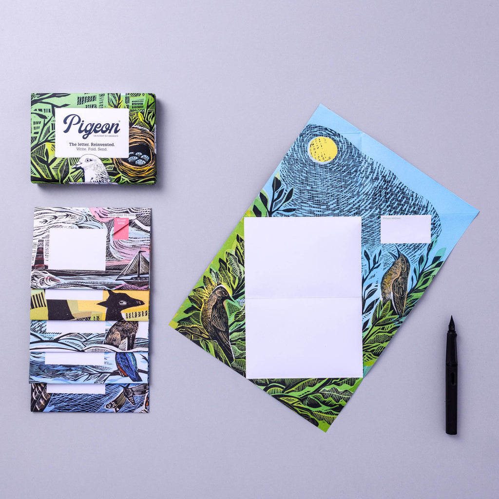 pigeonposted - Wonderfully Wild Pigeon, Nature-inspired Folding Letters x 6