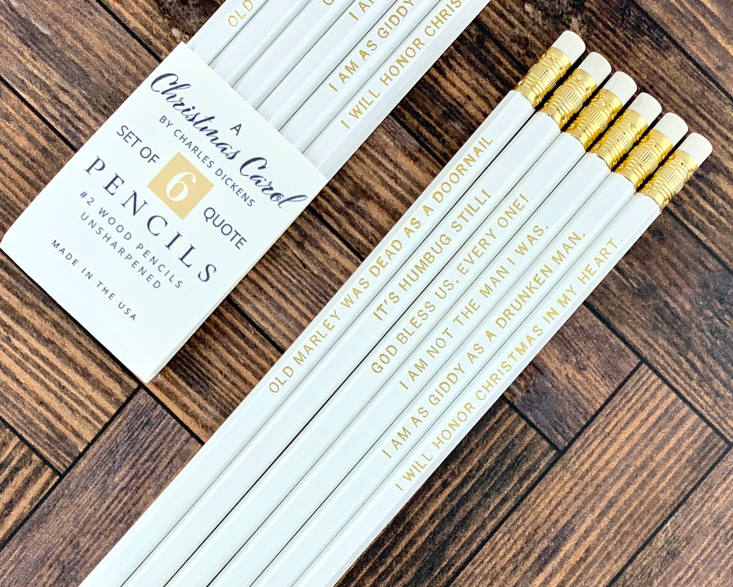 Lit & Whimsy - Charles Dickens Christmas Carol Quote Pencils