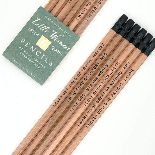 Lit & Whimsy - Little Women Book Quote Pencils, Louisa May Bookish Gift