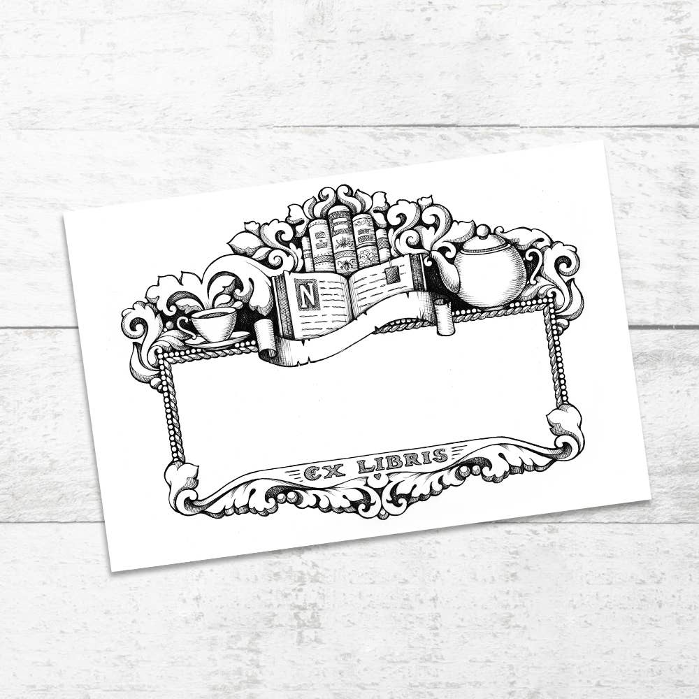 Novelteas LLC - Tea Lover Vintage Bookplate Card